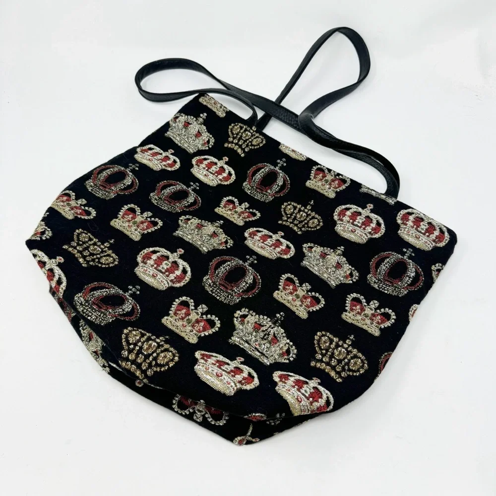 Belly Moden Embroidered Crown Black Tote Bag Made in Germany NWOT